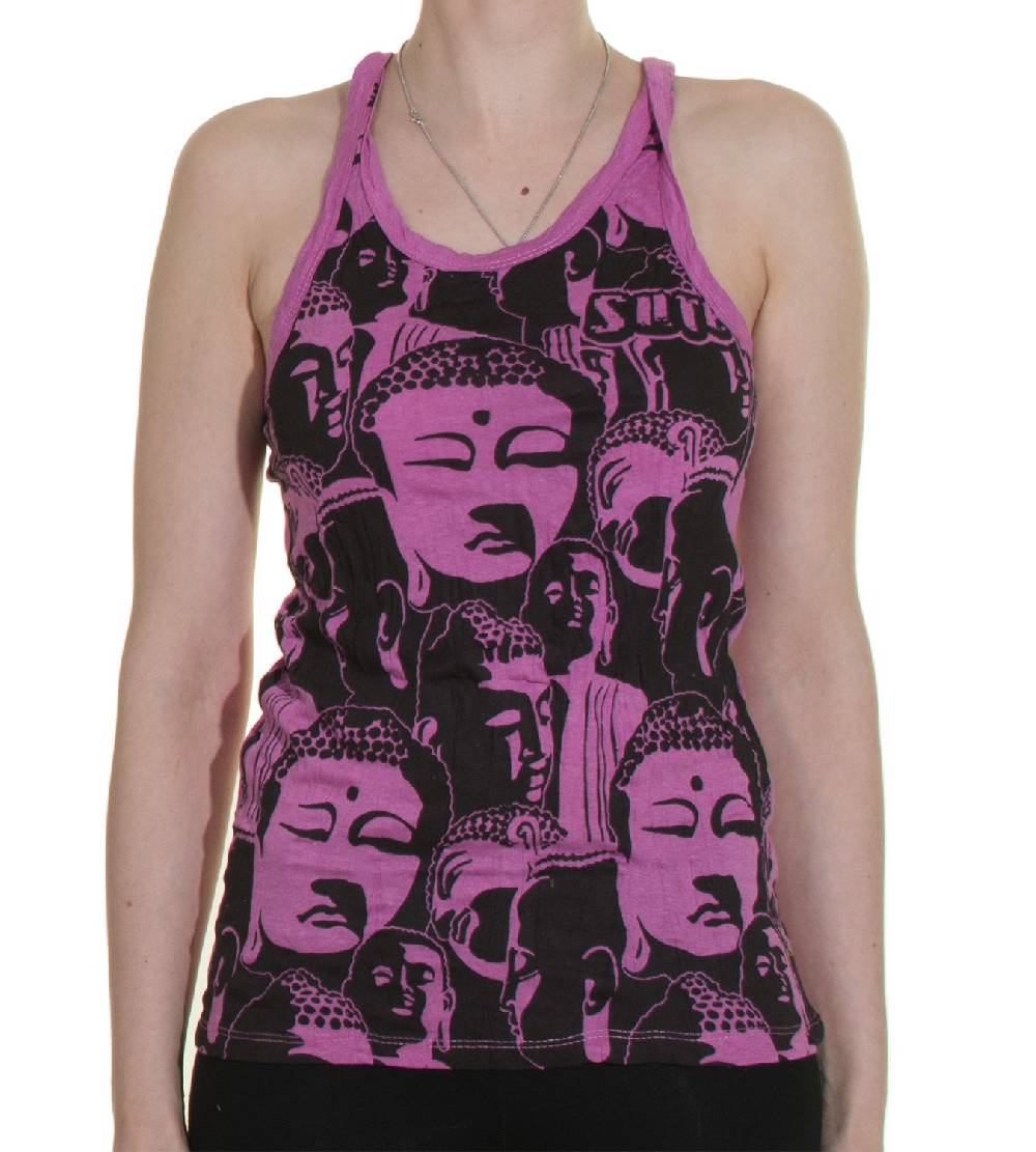 Kunst Und Magie 70er Retro Top Sure Buddha Köpfe Psy Goa T-Shirt in knalligen Farben Discount Store für neue Produkte