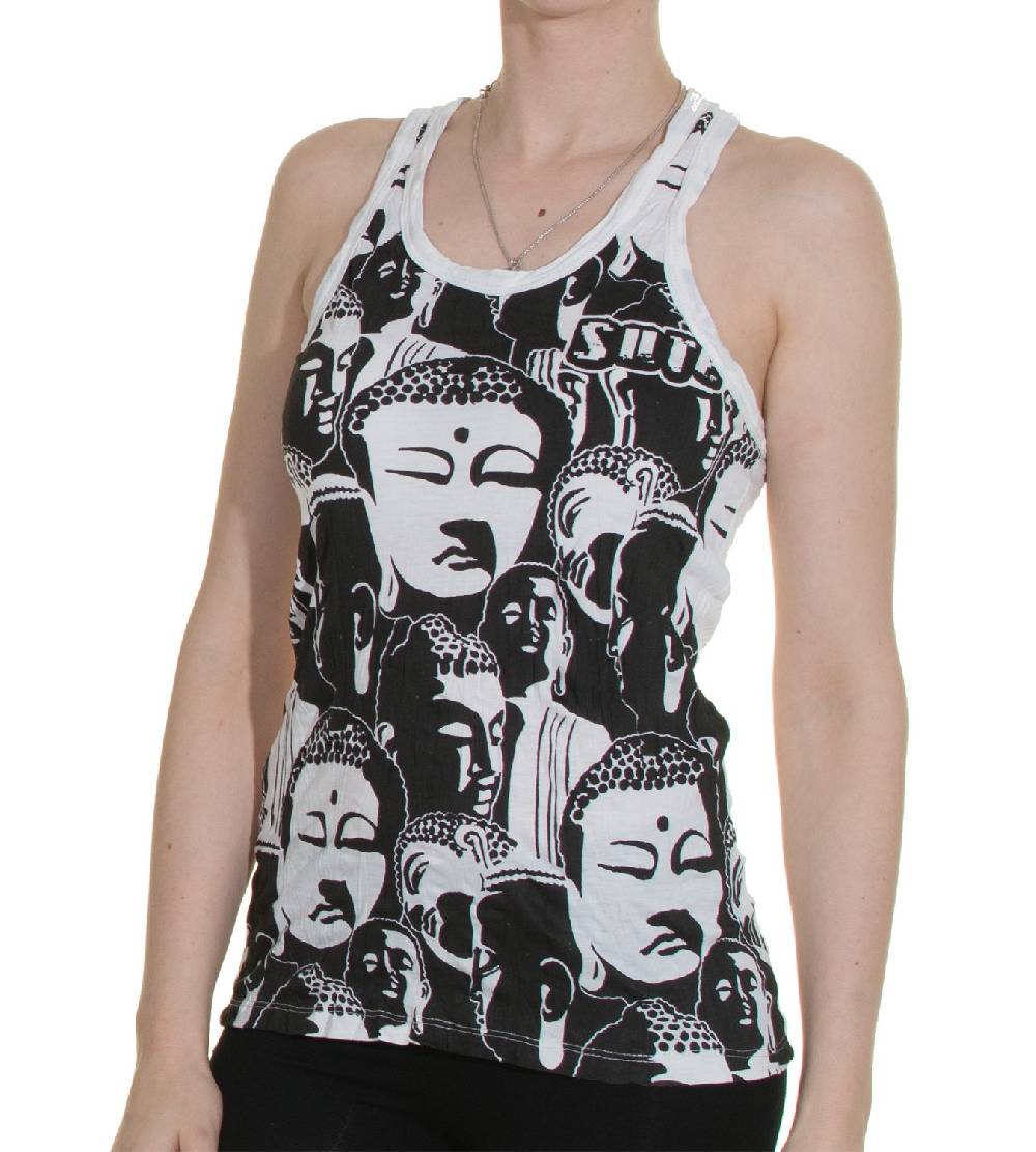 Kunst Und Magie 70er Retro Top Sure Buddha Köpfe Psy Goa T-Shirt in knalligen Farben Discount Store für neue Produkte