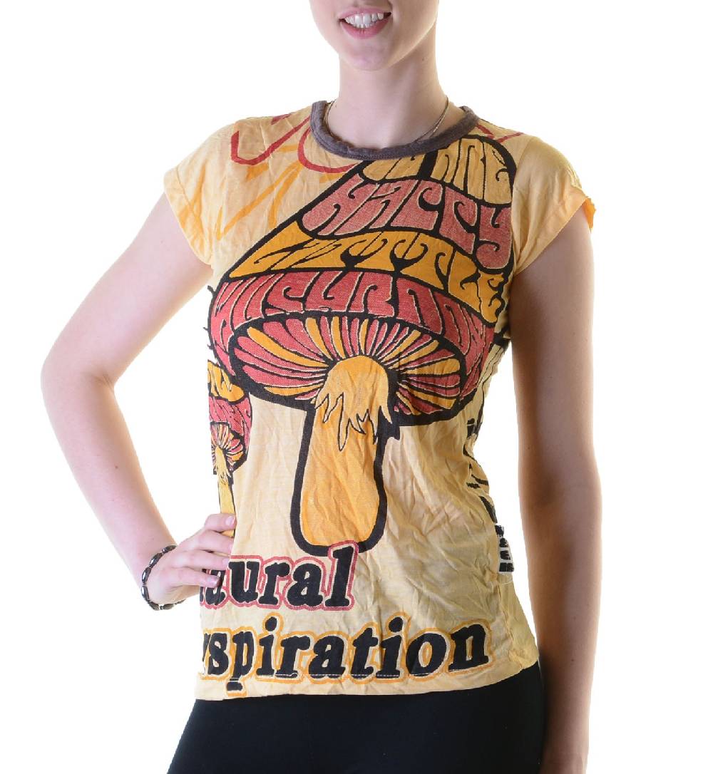 Kunst Und Magie 70er Retro Top Sure WEED Magic Mushroom Psy Goa T-Shirt Girlie Clearance-Verkauf