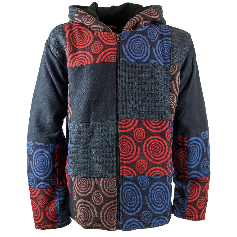 Kunst Und Magie Kunst und Magie Herren Patchwork Jacke mit Kapuze Versandkostenfrei