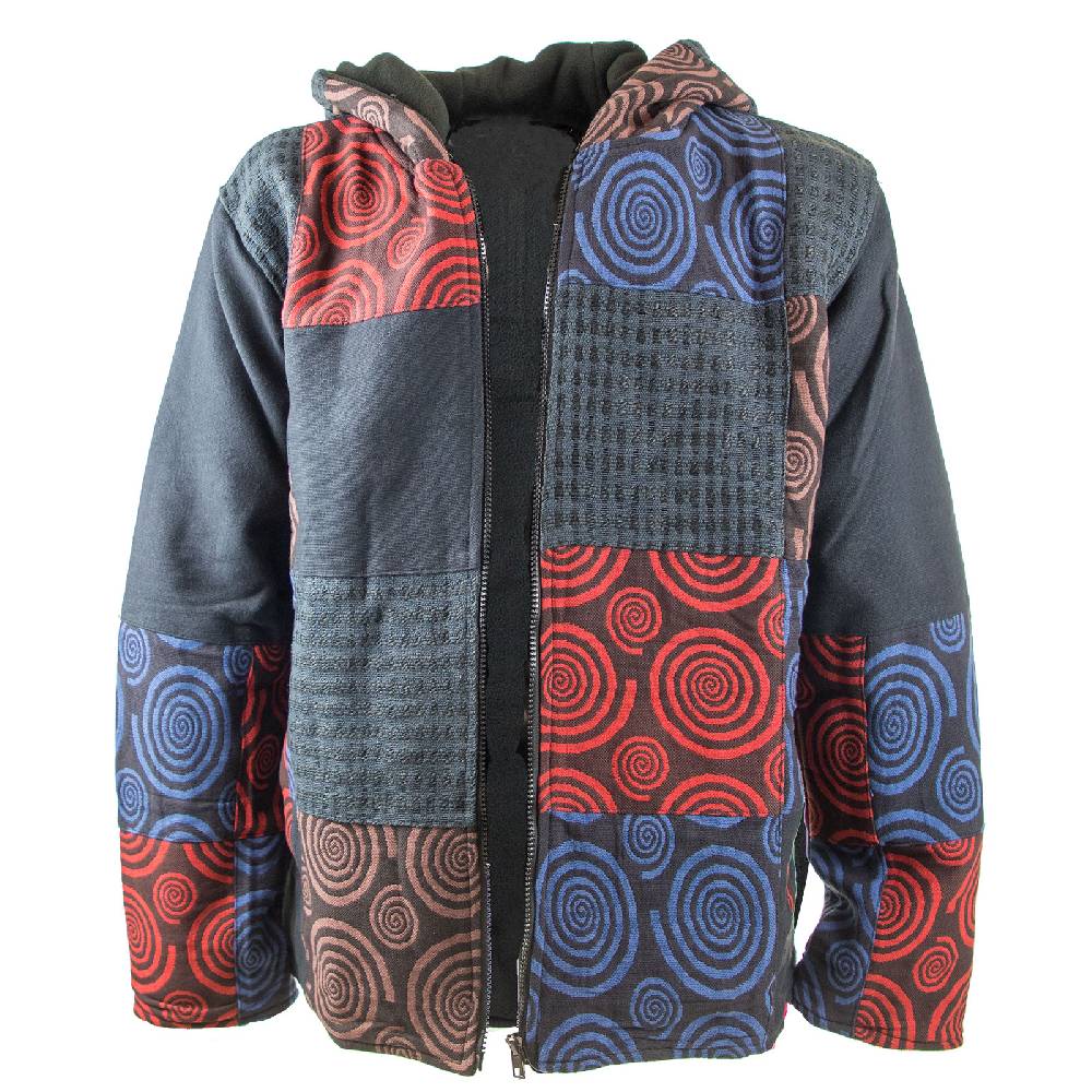 Kunst Und Magie Kunst und Magie Herren Patchwork Jacke mit Kapuze Versandkostenfrei