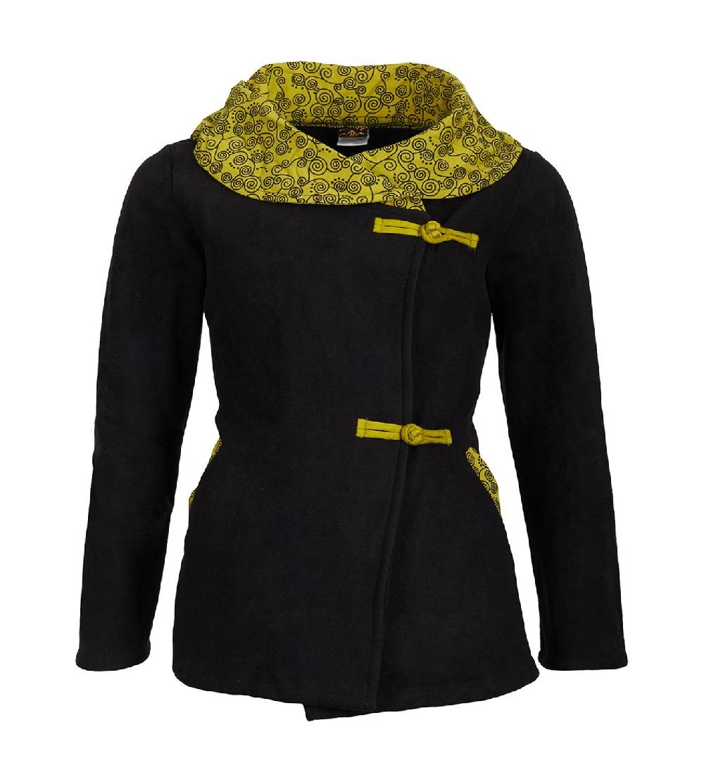 Kunst Und Magie Fleecejacke mit farbigem Kragen Goa Psy Hippie - Boho Damen Jacke Flash Sale