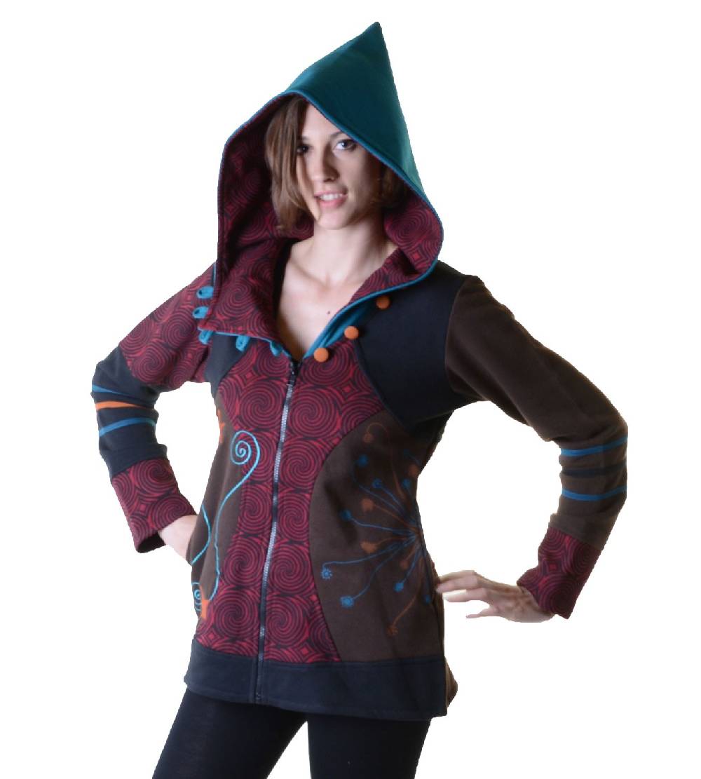 Kunst Und Magie Sweatjacke mit Zipfelkapuze Goa Elfe Psy Hippie Fraggle Preisnachlass