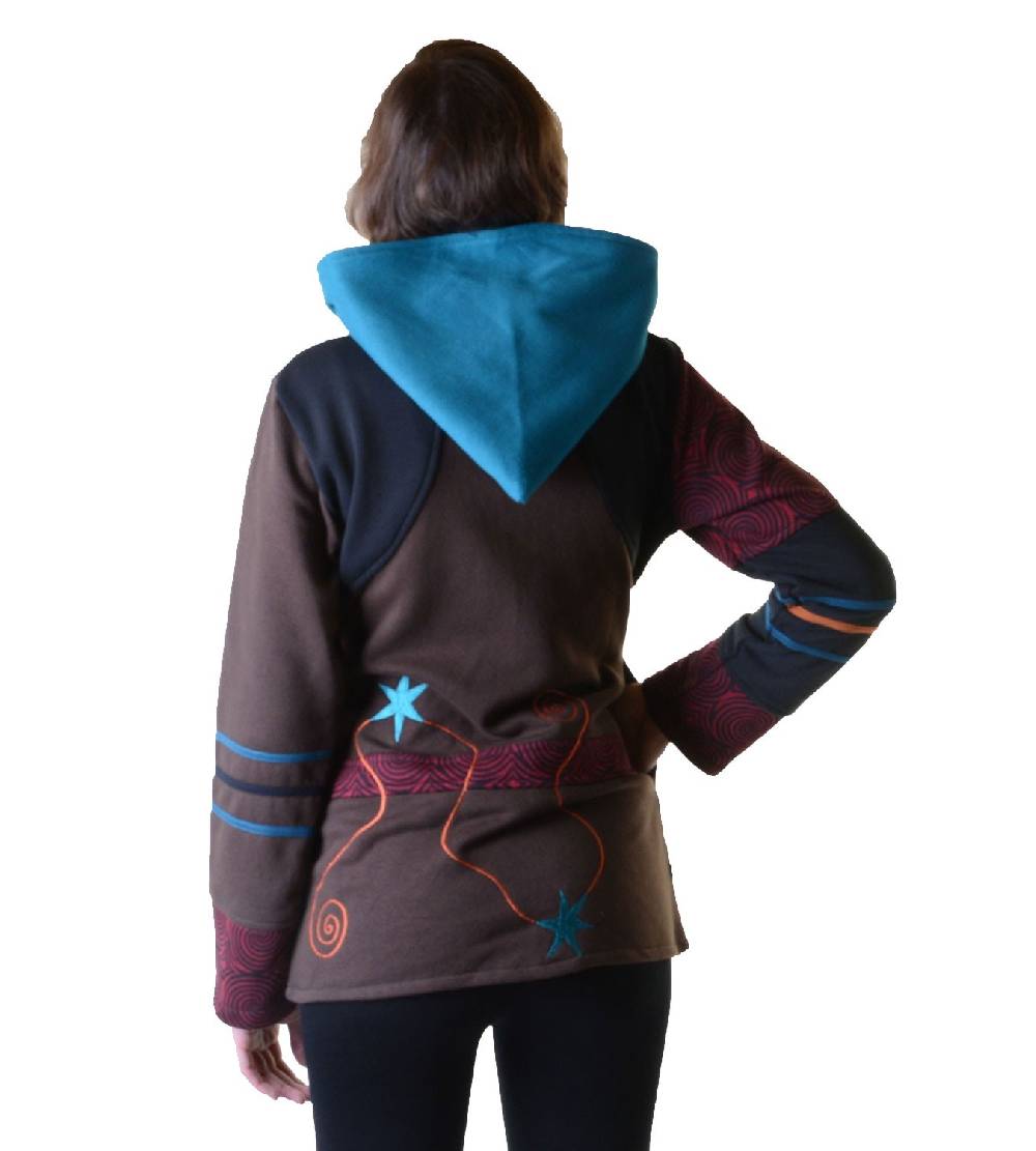 Kunst Und Magie Sweatjacke mit Zipfelkapuze Goa Elfe Psy Hippie Fraggle Preisnachlass