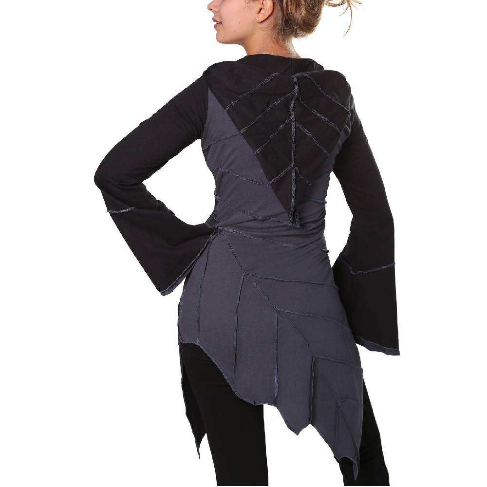 Kunst Und Magie Kunst und Magie Zipfeliges Kleid in Blattform mit Zipfelkapuze Fairy Goa Pixie Black Friday