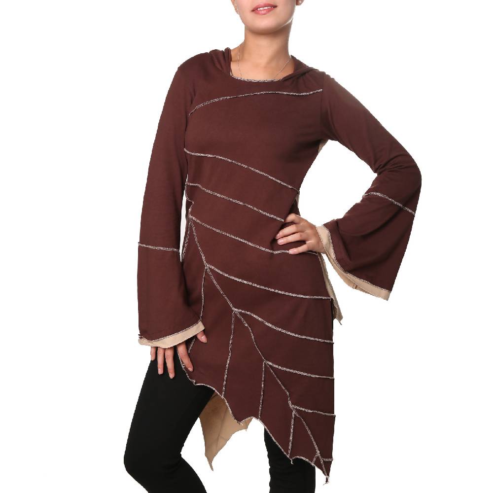 Kunst Und Magie Kunst und Magie Zipfeliges Kleid in Blattform mit Zipfelkapuze Fairy Goa Pixie Black Friday