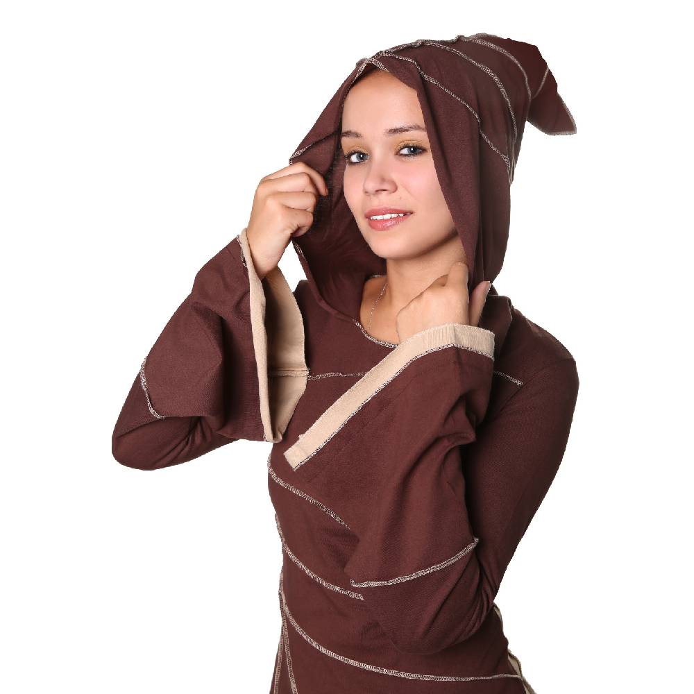 Kunst Und Magie Kunst und Magie Zipfeliges Kleid in Blattform mit Zipfelkapuze Fairy Goa Pixie Black Friday