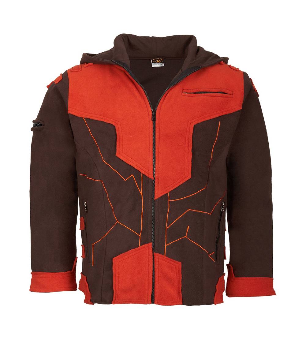Kunst Und Magie Kunst und Magie Herren Goajacke Fleece Fleecejacke mit Futuristischen Patches Cyber Monday