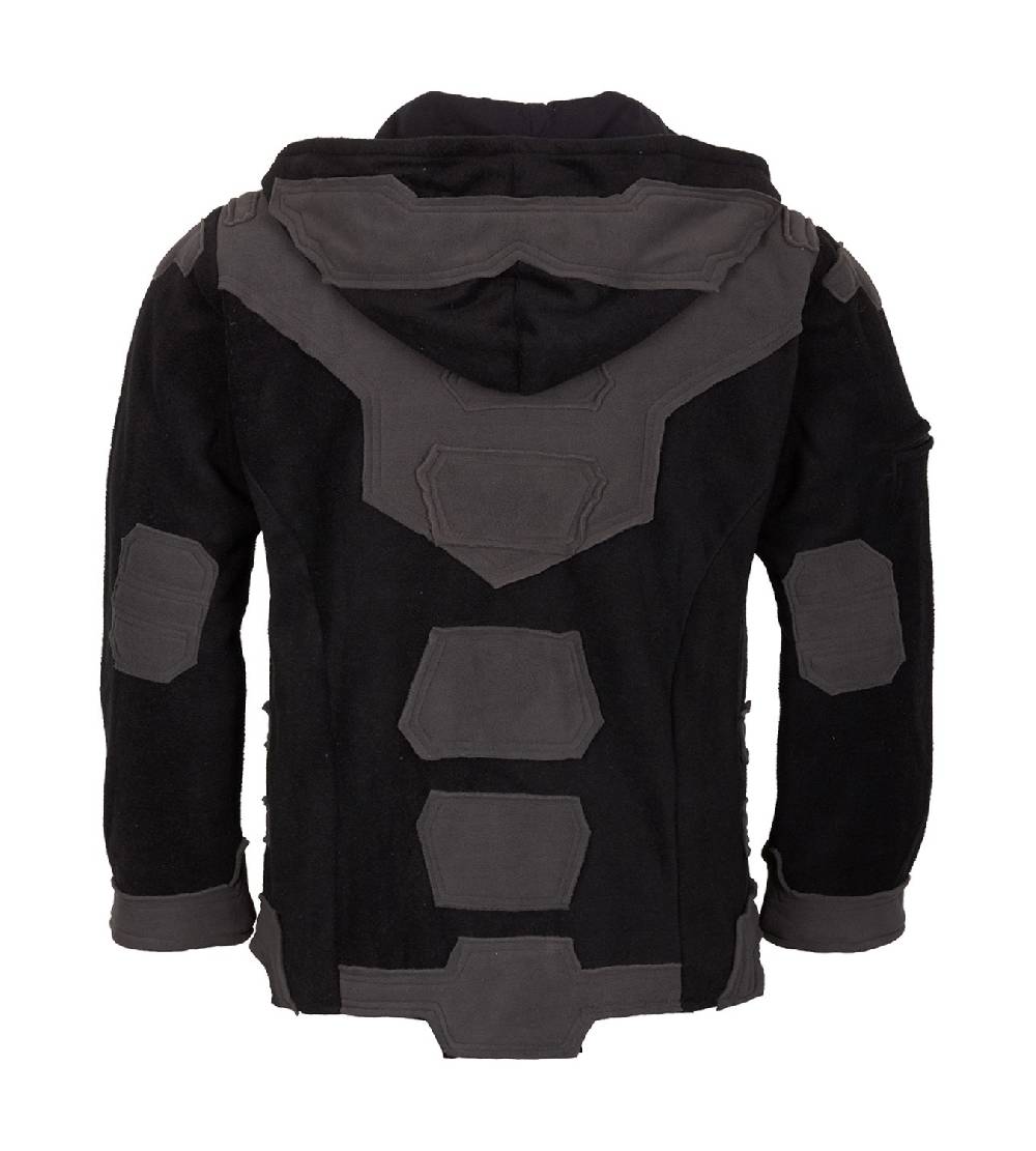 Kunst Und Magie Kunst und Magie Herren Goajacke Fleece Fleecejacke mit Futuristischen Patches Cyber Monday