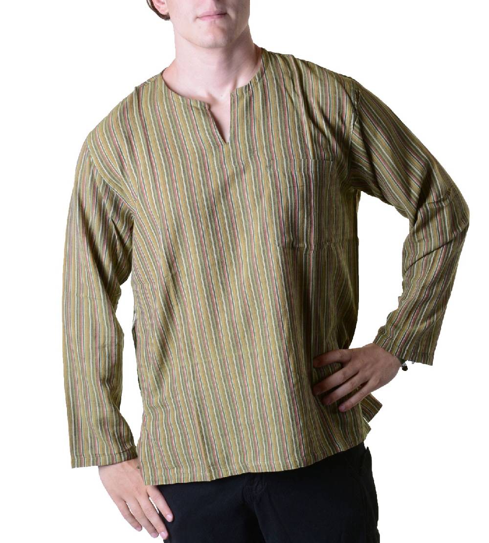 Kunst Und Magie Fischerhemd Kurtha Gestreift Überzieher Hemd Poncho Mittelalter Nepal Tägliche Deals