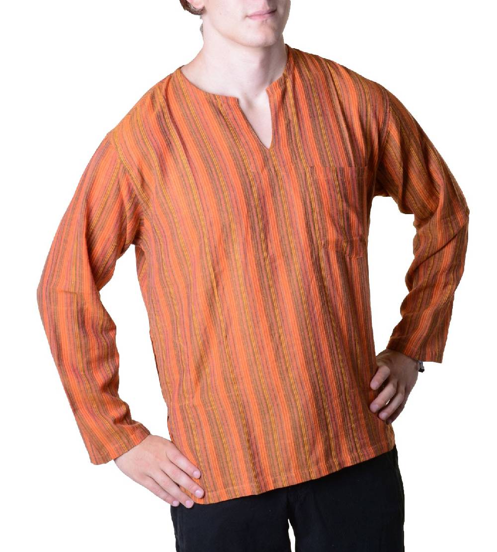 Kunst Und Magie Fischerhemd Kurtha Gestreift Überzieher Hemd Poncho Mittelalter Nepal Tägliche Deals