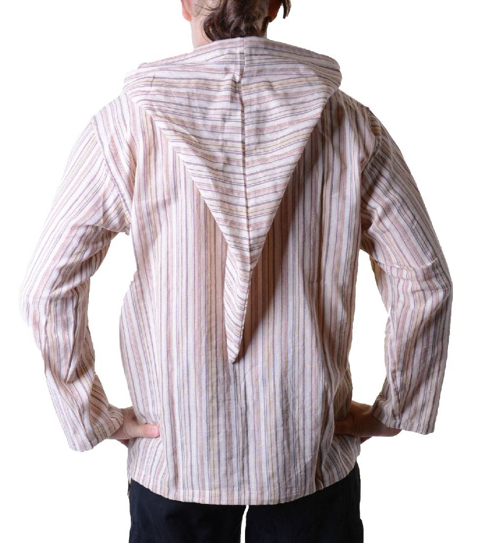 Kunst Und Magie Gestreiftes Fischerhemd Kurtha Überzieher Hemd Poncho Mittelalter mit Zipfelkapuze VIP-Rabatte