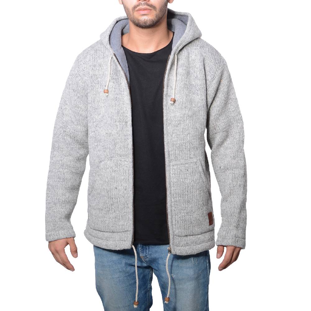 Kunst Und Magie Herren Strickjacke Wolle Jacke mit warmen Fleecefutter und Kapuze von Kunst und Magie Letzte 3 Tage
