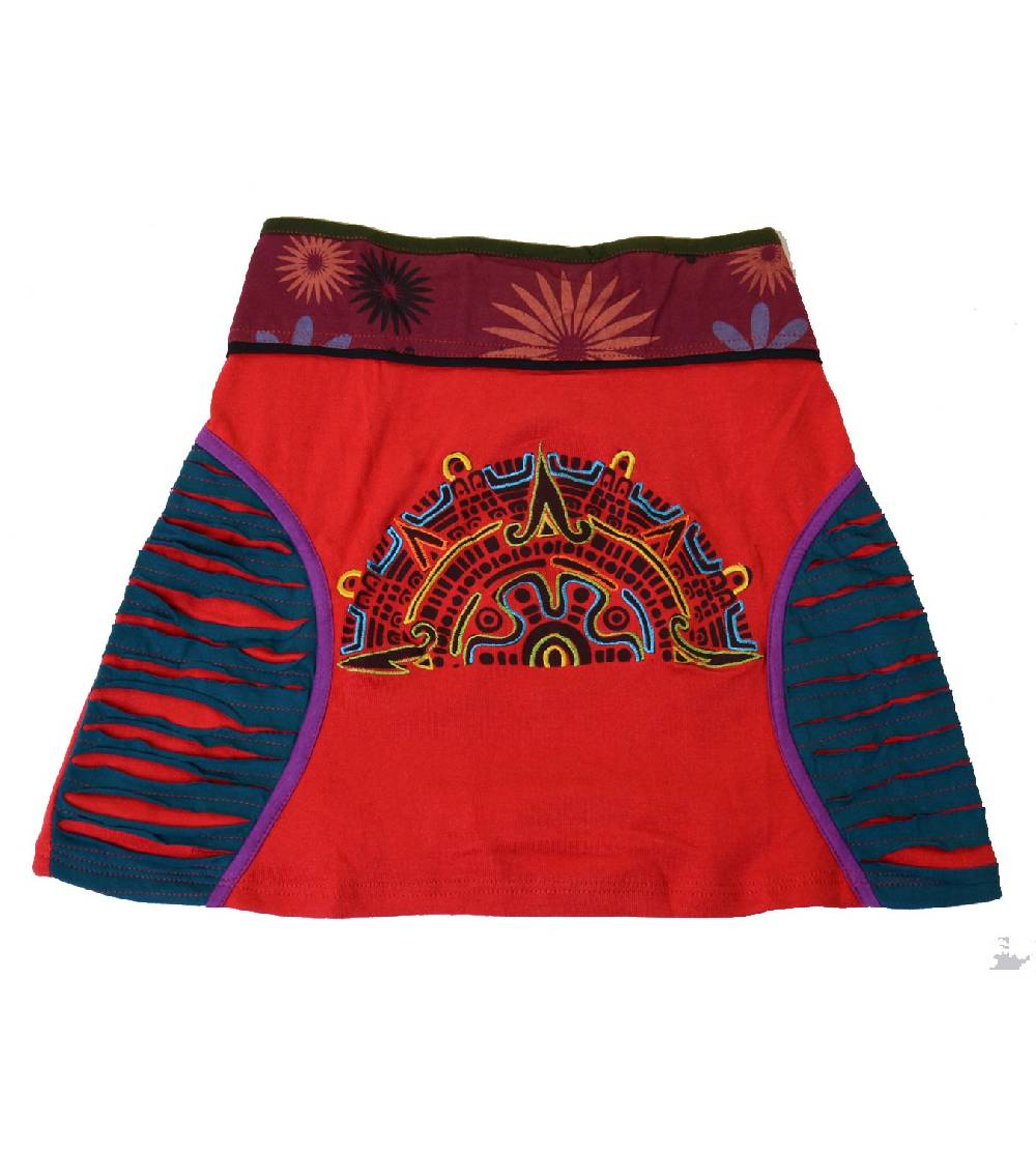 Kunst Und Magie Minirock mit farbigem Bund in Razorcutwork-Style Sonderangebot der Fabrik
