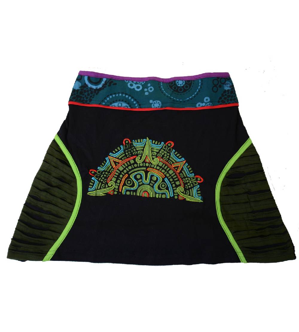 Kunst Und Magie Minirock mit farbigem Bund in Razorcutwork-Style Sonderangebot der Fabrik