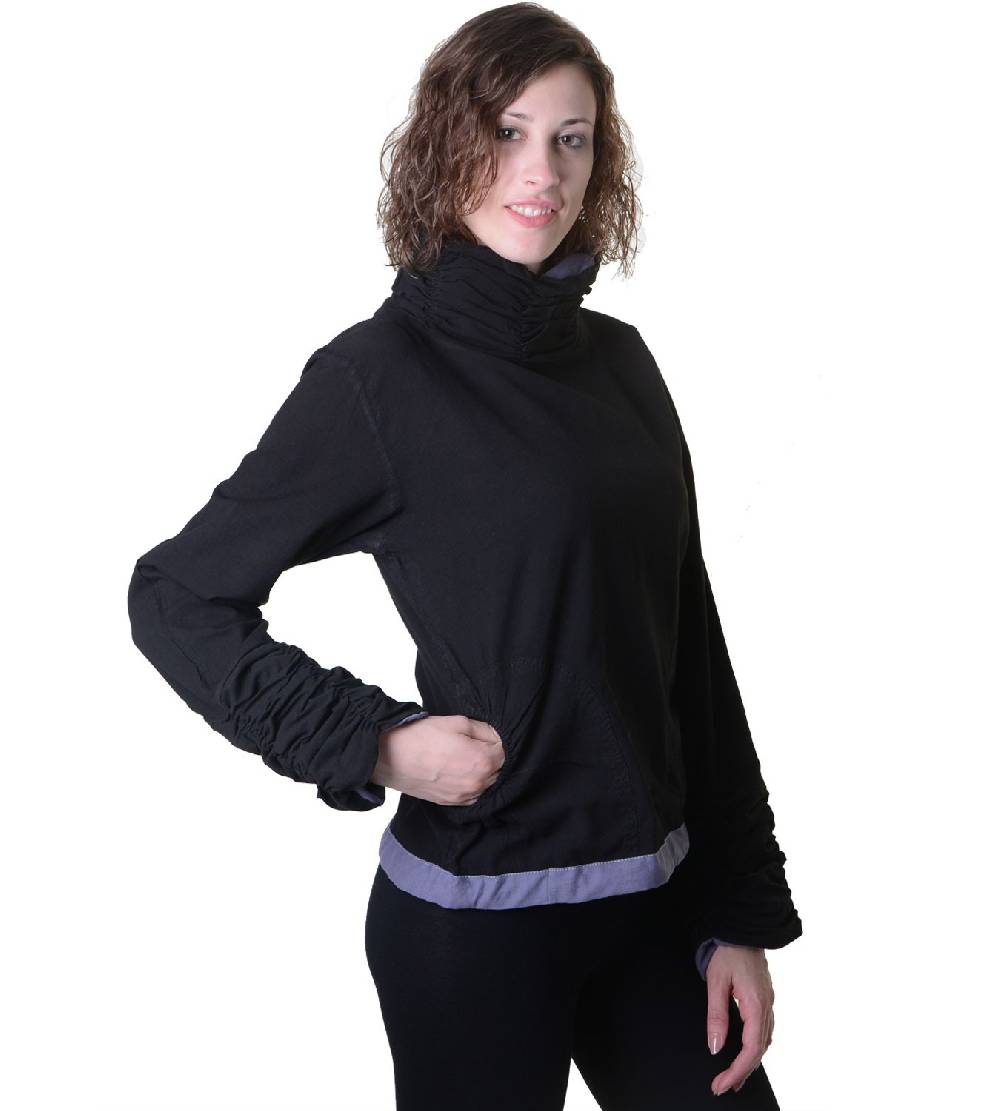 Kunst Und Magie Damen Pullover aus Baumwolle im Rollkragen Rüschen-Look - Hippie Oberteil Vierteljährliche Förderung