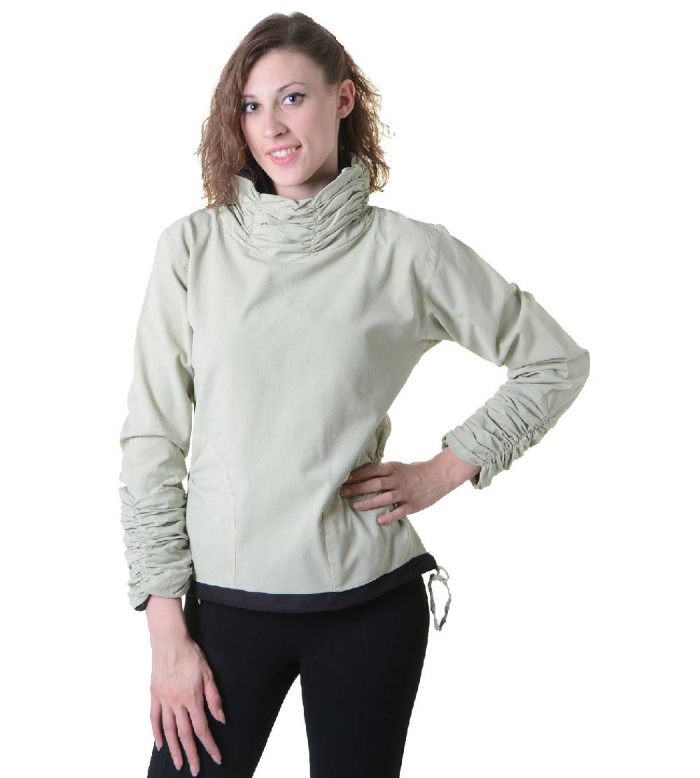 Kunst Und Magie Damen Pullover aus Baumwolle im Rollkragen Rüschen-Look - Hippie Oberteil Vierteljährliche Förderung