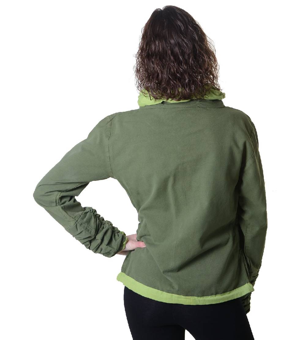 Kunst Und Magie Damen Sweatjacke aus Baumwolle im ausgefallenen Rüschen-Look mit Reißverschluss Discount Store für neue Produkte