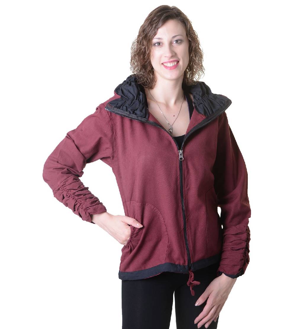 Kunst Und Magie Damen Sweatjacke aus Baumwolle im ausgefallenen Rüschen-Look mit Reißverschluss Discount Store für neue Produkte