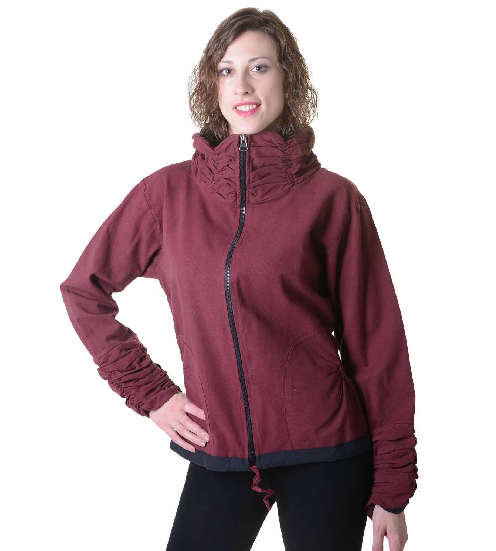 Kunst Und Magie Damen Sweatjacke aus Baumwolle im ausgefallenen Rüschen-Look mit Reißverschluss Discount Store für neue Produkte