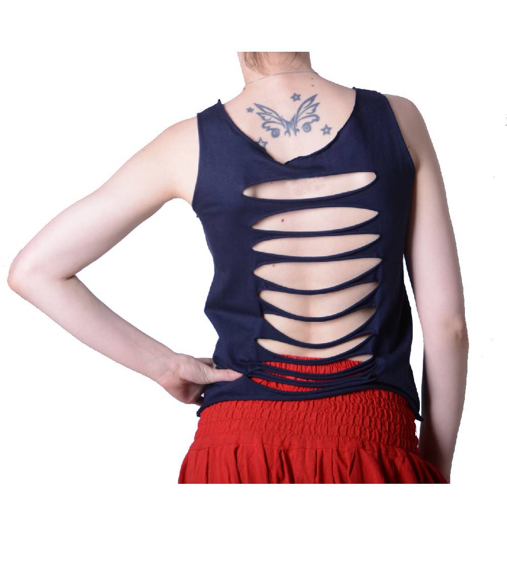 Kunst Und Magie Extravagantes, luftiges Girlie Tank-Top mit Eulenmotiv Sommer Hippie Goa 50% Rabatt mit kostenlosem Versand