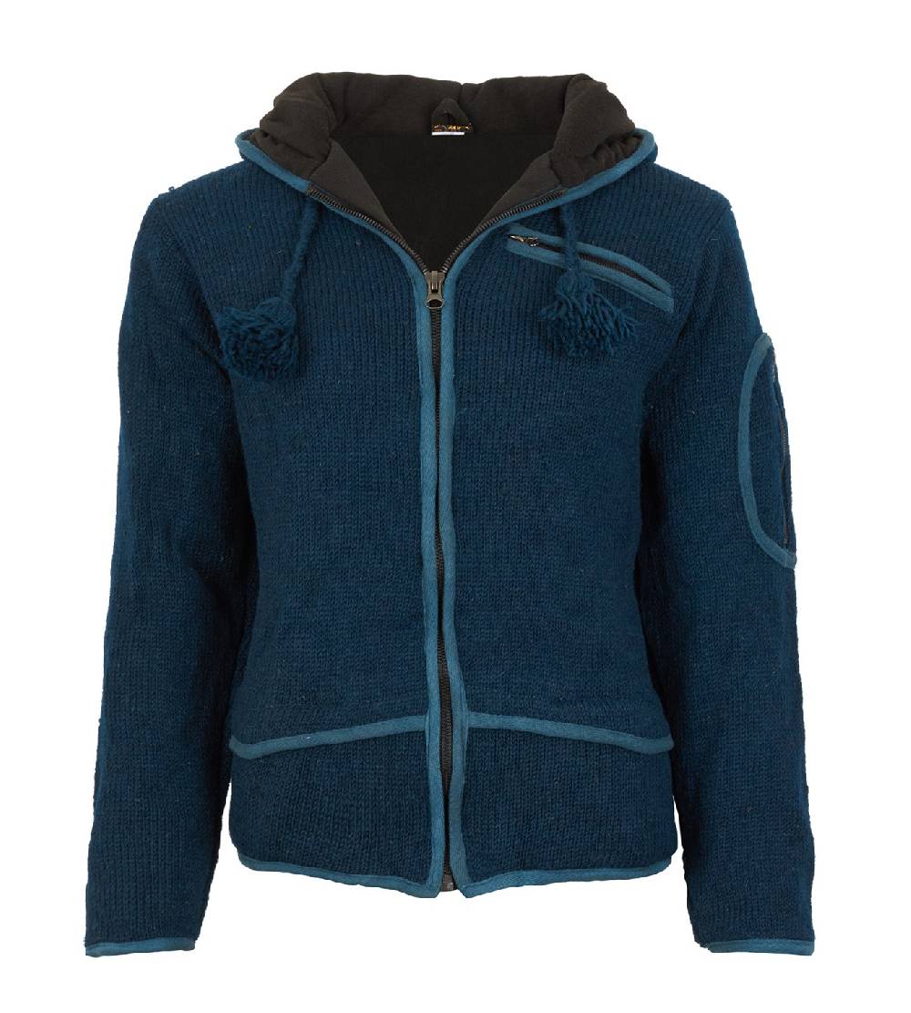 Kunst Und Magie Herren Strickjacke Wolljacke mit Fleecefutter und langer Zipfelkapuze 2025