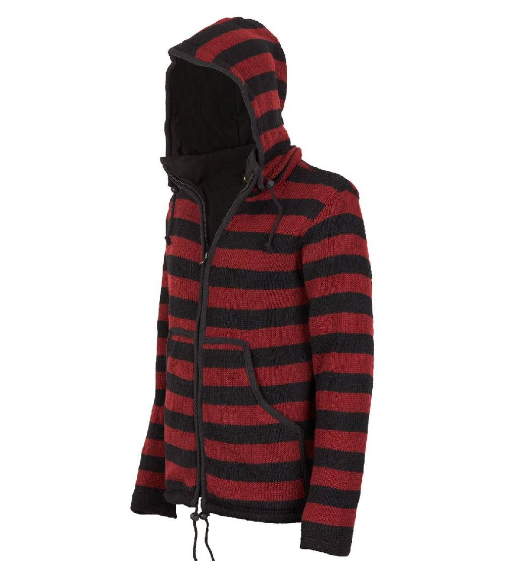Kunst Und Magie Warme Strickjacke aus Wolle Jacke mit Fleecefutter und abnehmbarer Kapuze Online