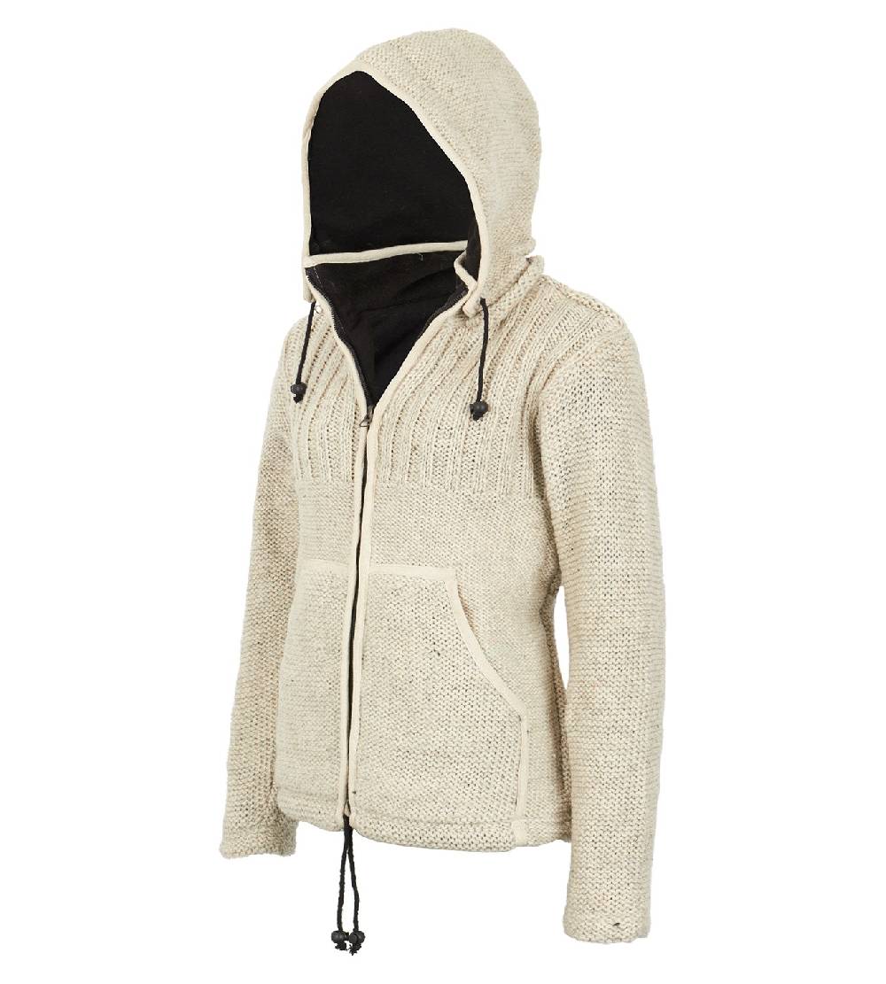 Kunst Und Magie Herren Strickjacke Wollejacke mit Fleecefutter und abnehmbarer Kapuze Outlet