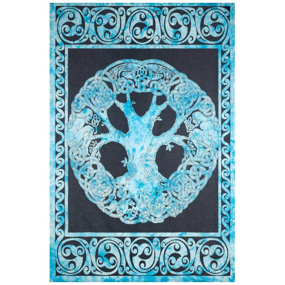 Kunst Und Magie Dekotuch Tagesdecke Wandbehang Celtic Lebensbaum Ygdrasül Tuch Keltisch Blau ca.210x145cm Limitierter Zeitrabatt