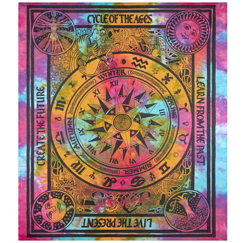Kunst Und Magie Astrologie Tagesdecke Wandbehang Bunt Deko TuchCycle of the Ages ca.200x230cm Rabatt