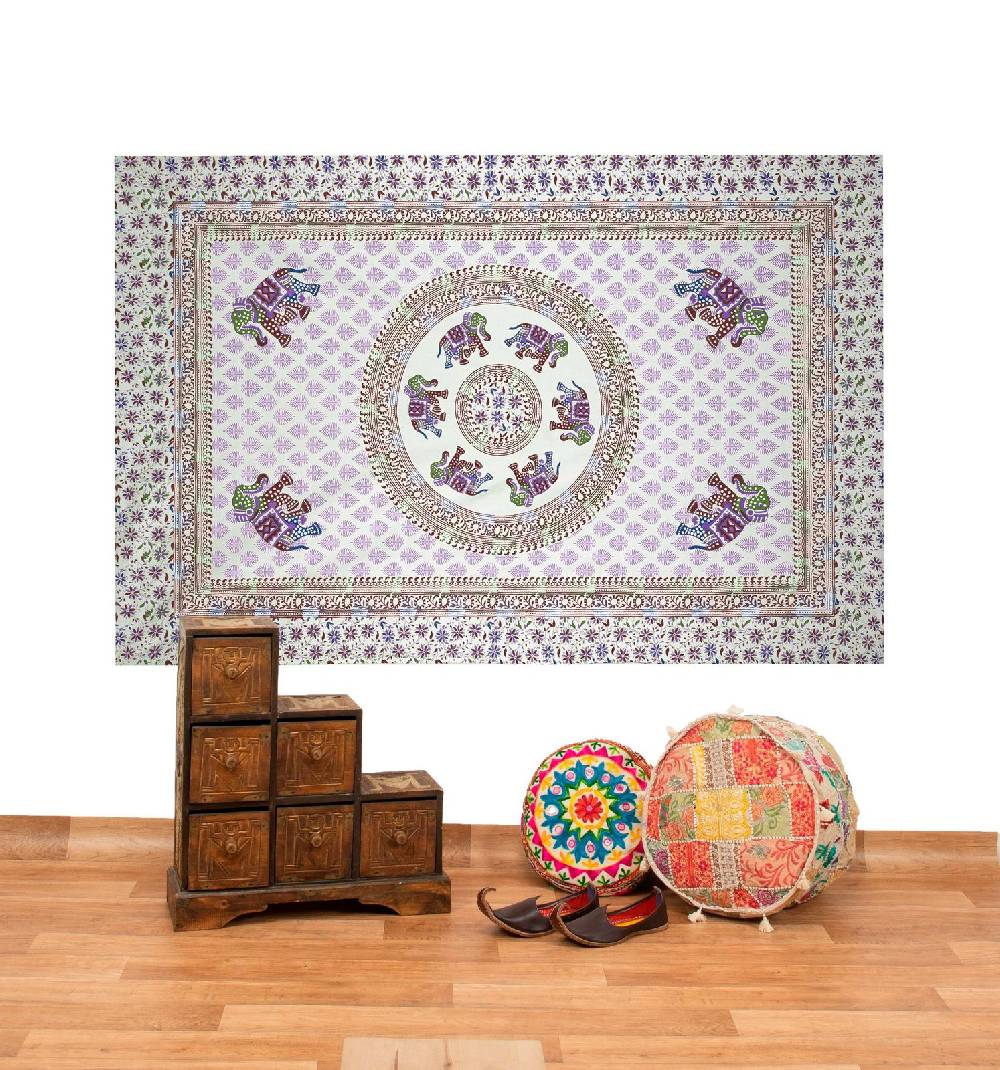 Kunst Und Magie Kunst und Magie Tagesdecke Wandbehang Deko Tuch Elefant Mandala ca 135 x 200cm Günstig kaufen