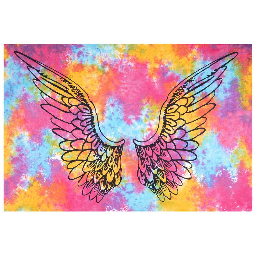 Kunst Und Magie Tagesdecke Wandbehang Bunt Deko Tuch Engelflügel Goa Hippie ca.200 x 140cm Großer Ausverkauf