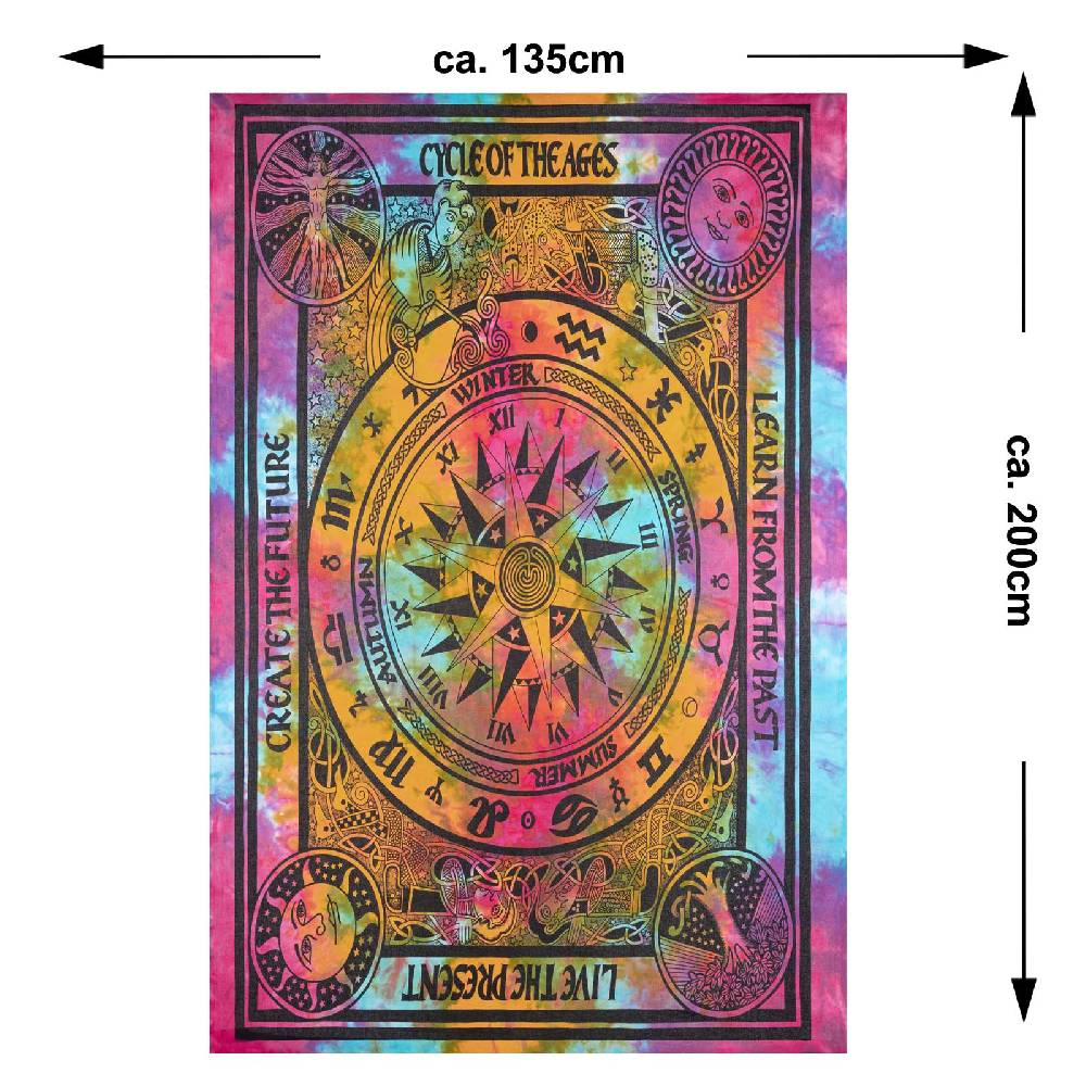 Kunst Und Magie Astrologie Tagesdecke Wandbehang Bunt Deko TuchCycle of the Ages .200x135cm Flash Sale