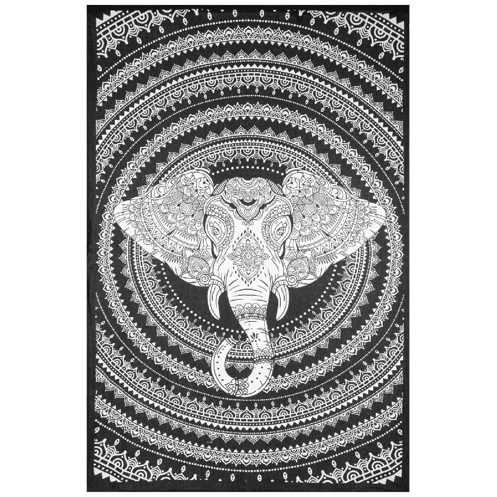 Kunst Und Magie Kunst und Magie Tagesdecke Wandbehang Deko Tuch Elefant Mandala ca 135 x 200cm Begrenztes Angebot