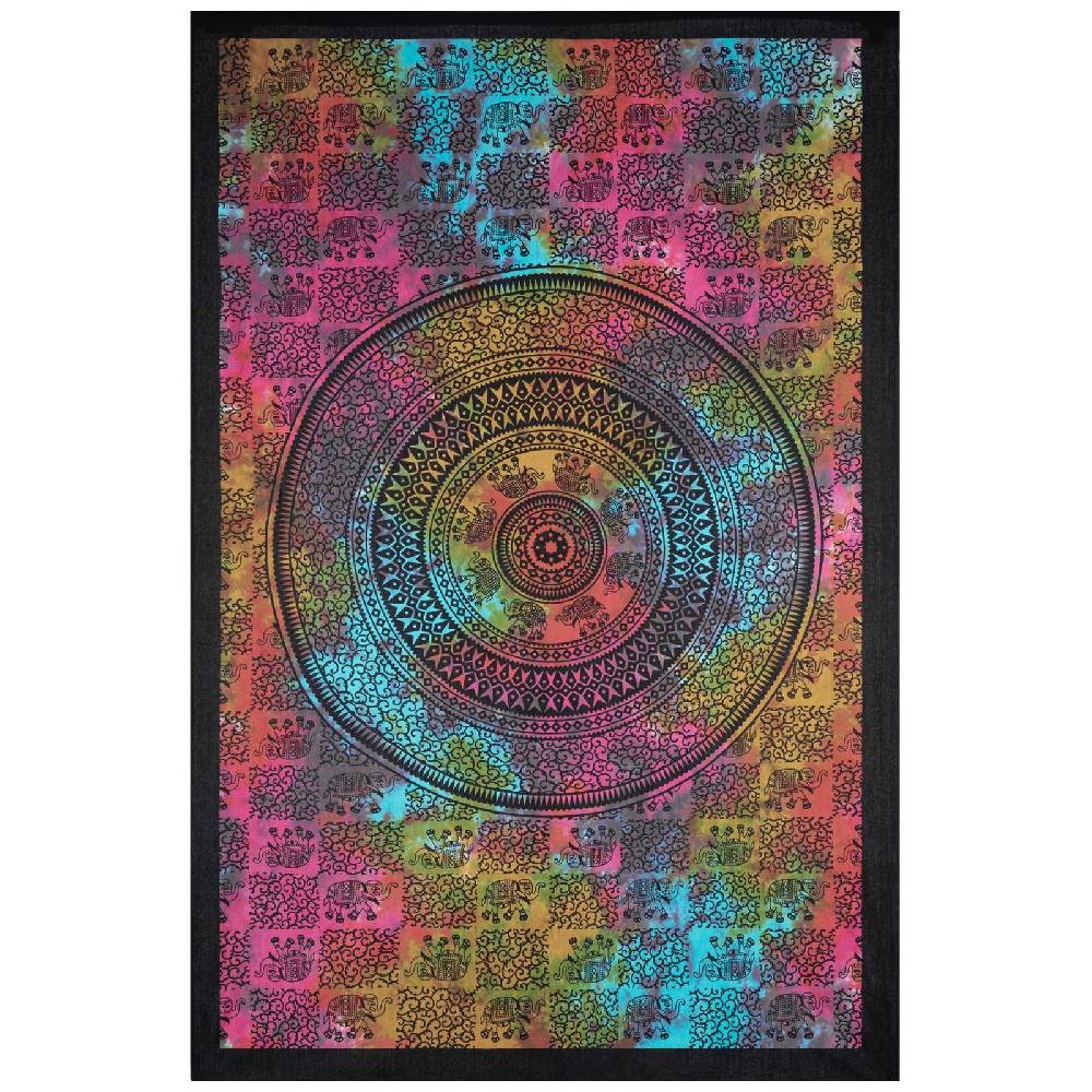 Kunst Und Magie Kunst und Magie Tagesdecke Wandbehang Deko Tuch Elefant Mandala ca 135 x 200cm Exklusivangebot