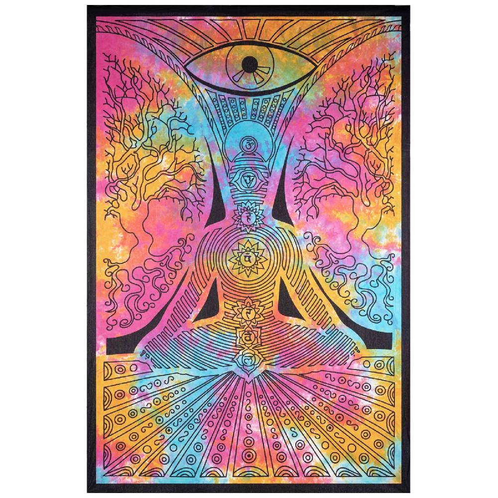 Kunst Und Magie Kunst und Magie Tagesdecke Wandbehang Bunt Deko Tuch Buddha Chackra Meditation ca.200x135cm Preisnachlass