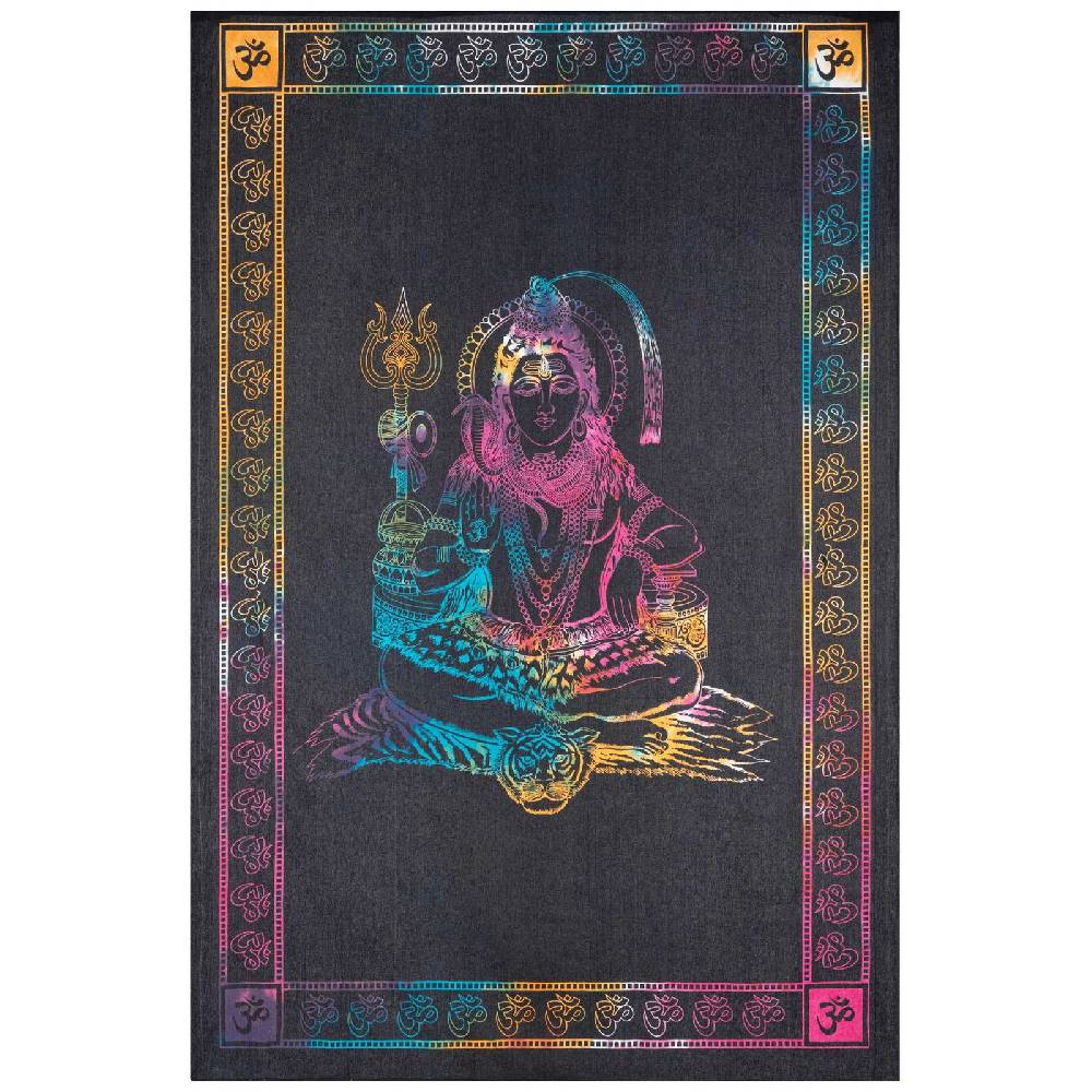 Kunst Und Magie UV Tuch Shiva Tagesdecke Wandbehang Deko Meditation UV Schwarzlicht ca. 200 x 135 cm Black Friday