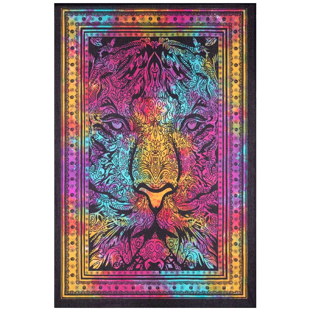 Kunst Und Magie Tagesdecke Wandbehang Bunt Deko Tuch Tiger Goa Hippie ca190 x 140cm Weihnachtsangebot