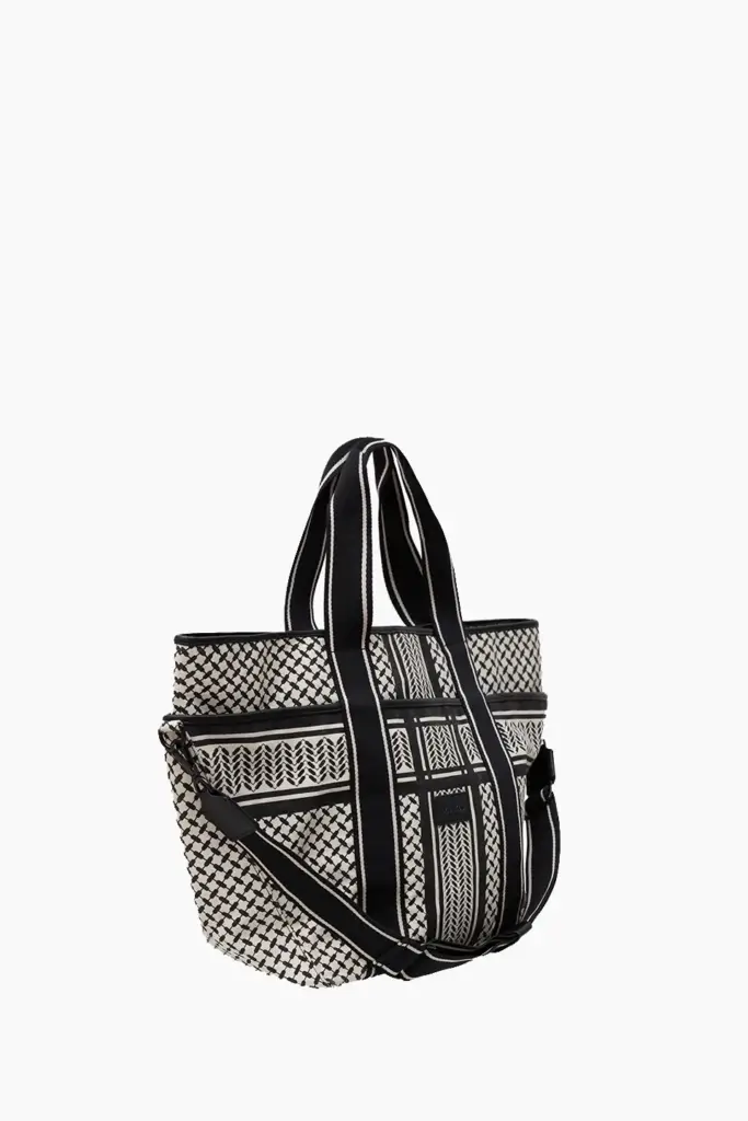 Lala Berlin East West Tote Merge canvas heritage stripe black 50% Rabatt mit kostenlosem Versand