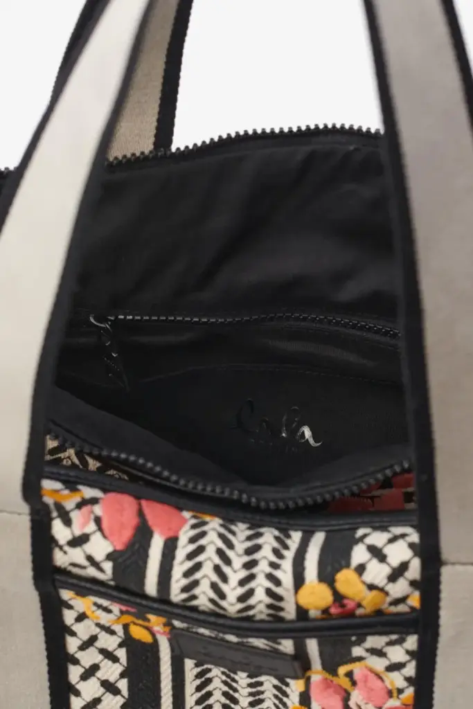 Lala Berlin Big Bag Muriel stitched canvas heritage embroidery flower Fabrik Onlineshop