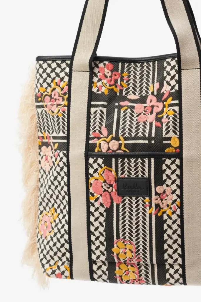 Lala Berlin Tote Carmela stitched canvas heritage embroidery flower Flash Sale