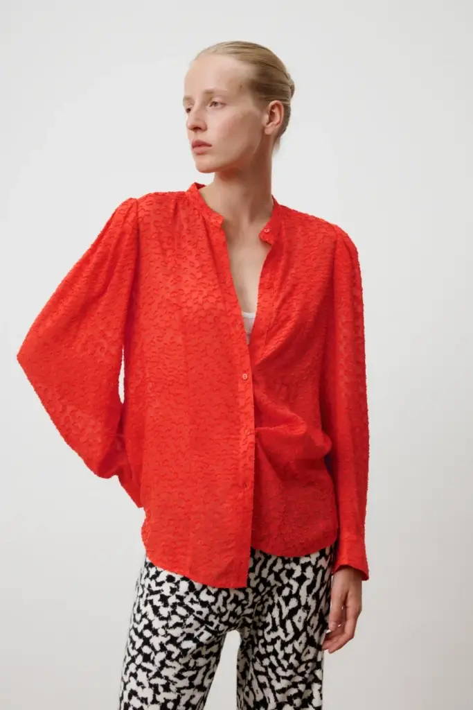 Lala Berlin Blouse Baran viscose hot orange Valentinstagsangebot