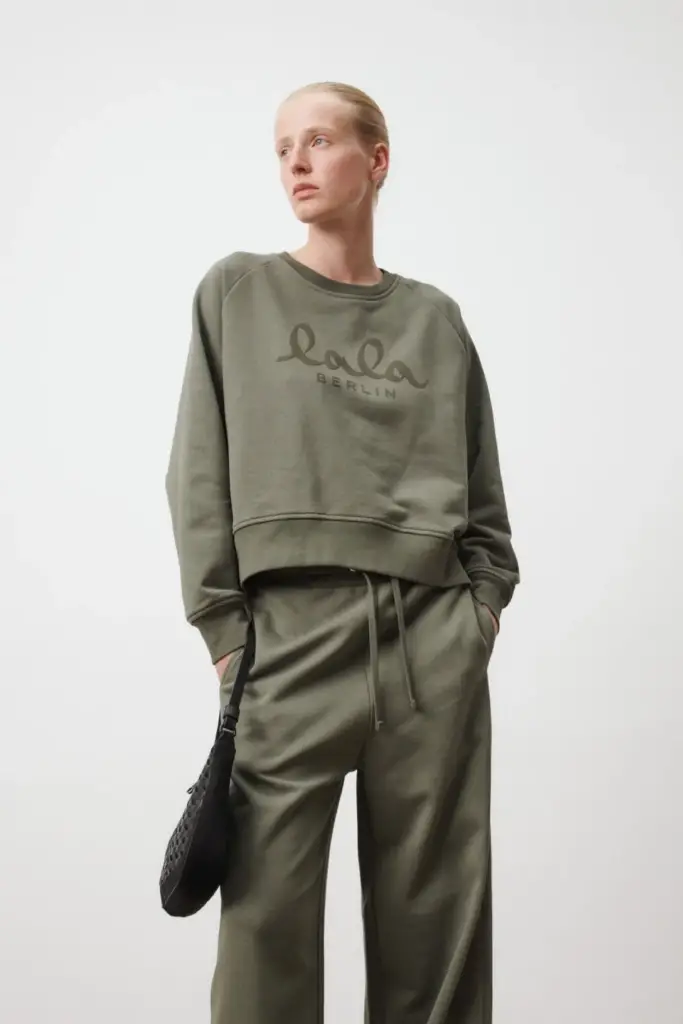 Lala Berlin Sweatshirt Ijora cotton olive Neueste Mode