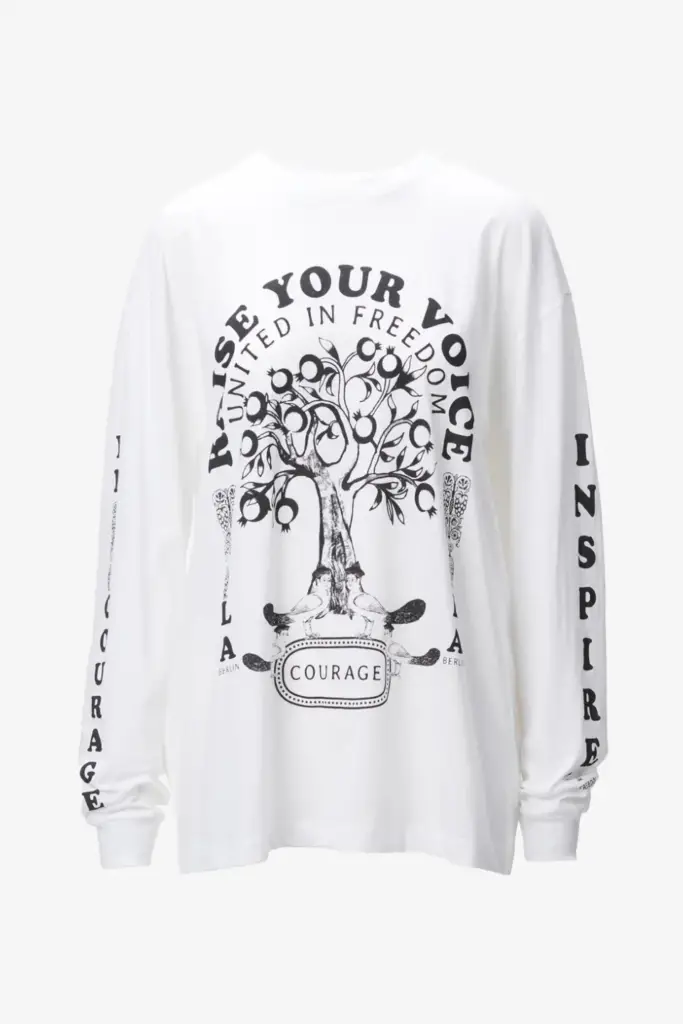 Lala Berlin Igor Longsleeves cotton raise your voice white JETZT KAUFEN