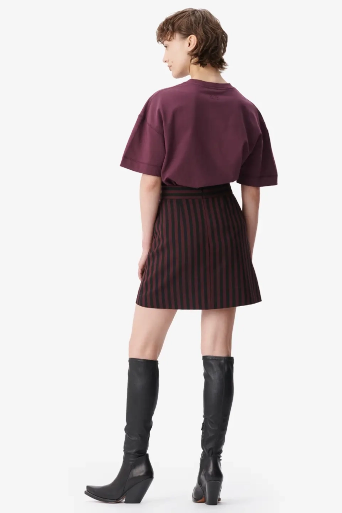 Lala Berlin Skirt Saki polyester mix stripe fudge Nur noch ein Tag übrig