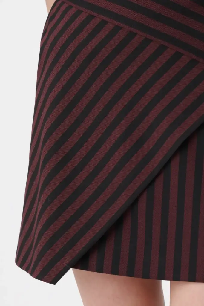 Lala Berlin Skirt Saki polyester mix stripe fudge Nur noch ein Tag übrig