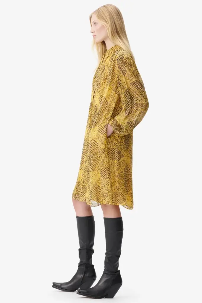 Lala Berlin Dress Daneris viscose heritage star yellow Rabatte dieses Monats