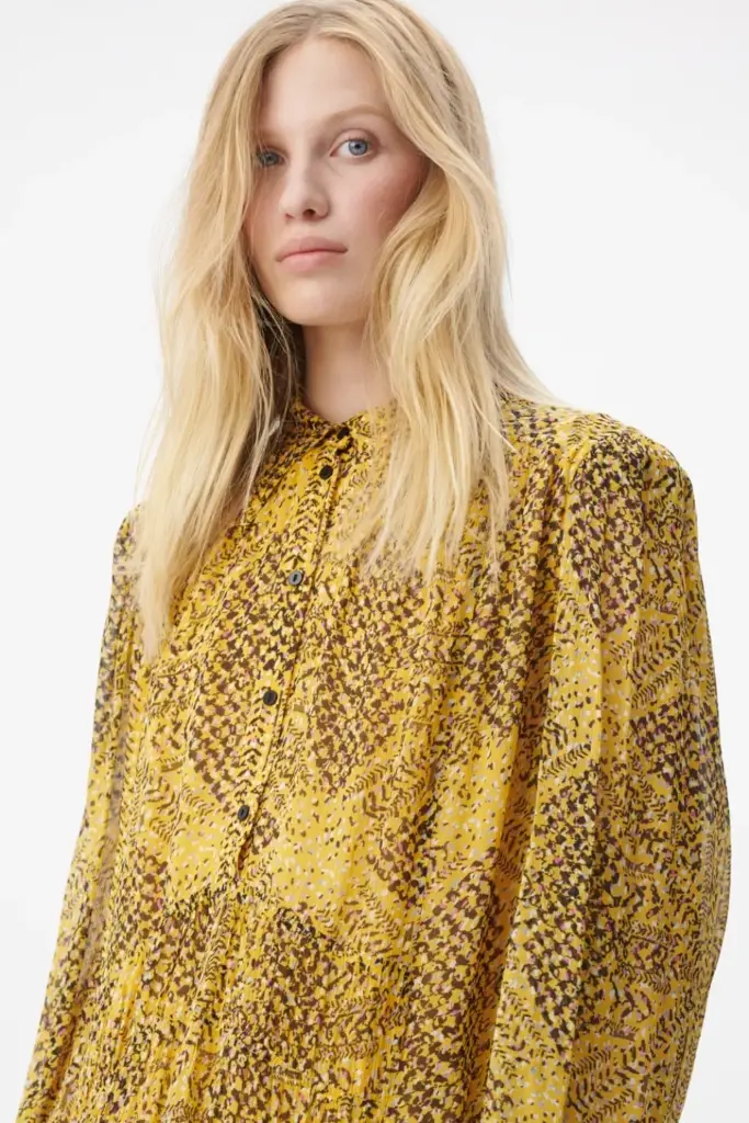 Lala Berlin Dress Daneris viscose heritage star yellow Rabatte dieses Monats