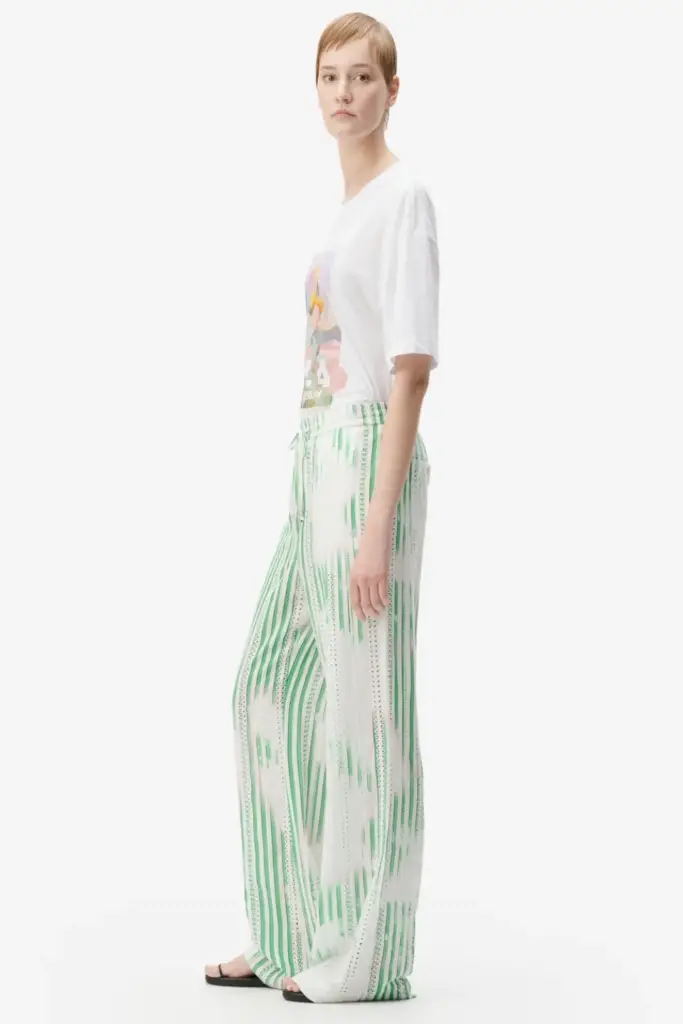 Lala Berlin Pants Palooza rayon mix green stripes Limitierter Zeitrabatt