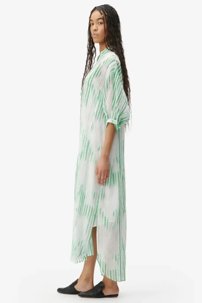 Lala Berlin Dress Dacire bast fiber green stripes Fabrik Onlineshop